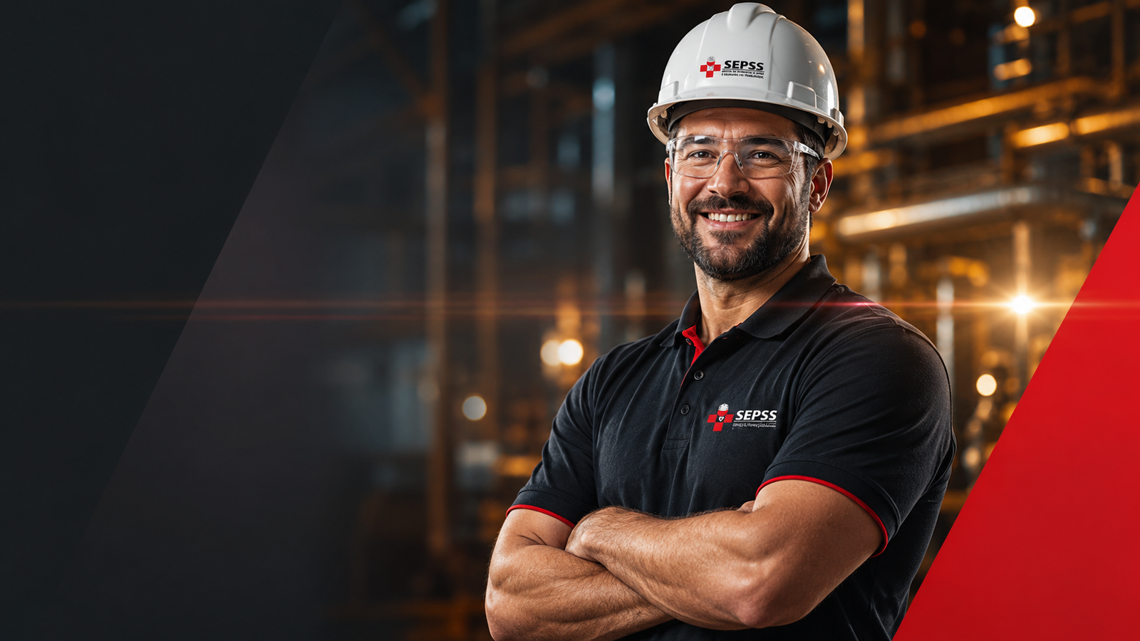 Profissional de segurança do trabalho com uniforme SEPSS